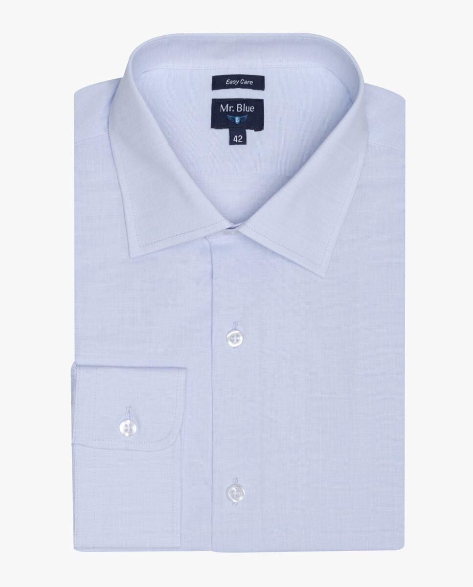 Camisa Clássica de Manga Comprida 100% Algodão Azul-1