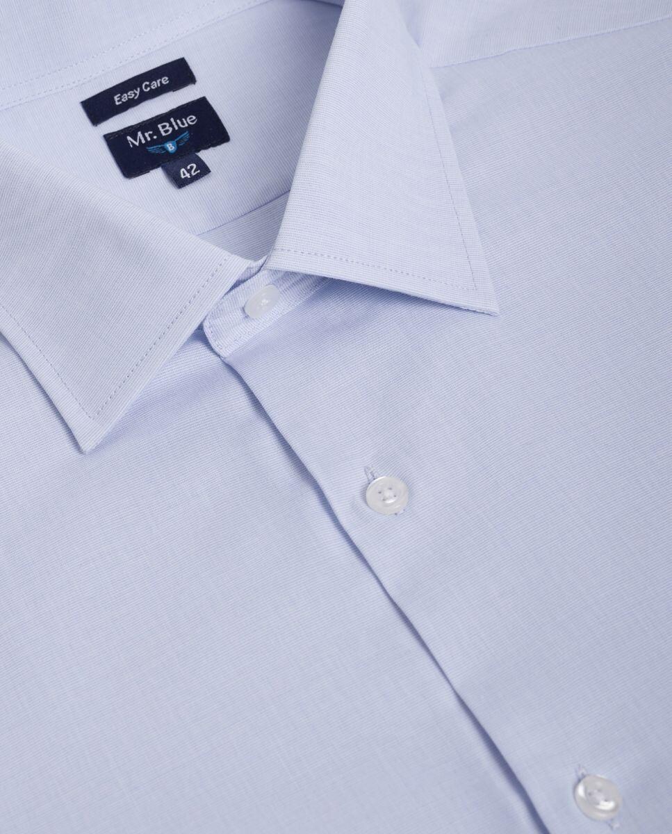 Camisa Clássica de Manga Comprida 100% Algodão Azul-2