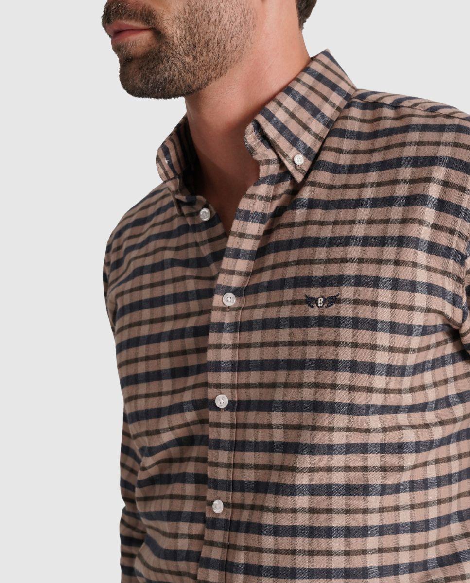 Imagem 0 de Camisa de Manga Comprida 100% Algodão aos Quadrados