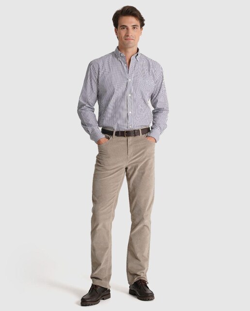 Imagem 0 de Camisa de Manga Comprida 100% Algodão às Riscas