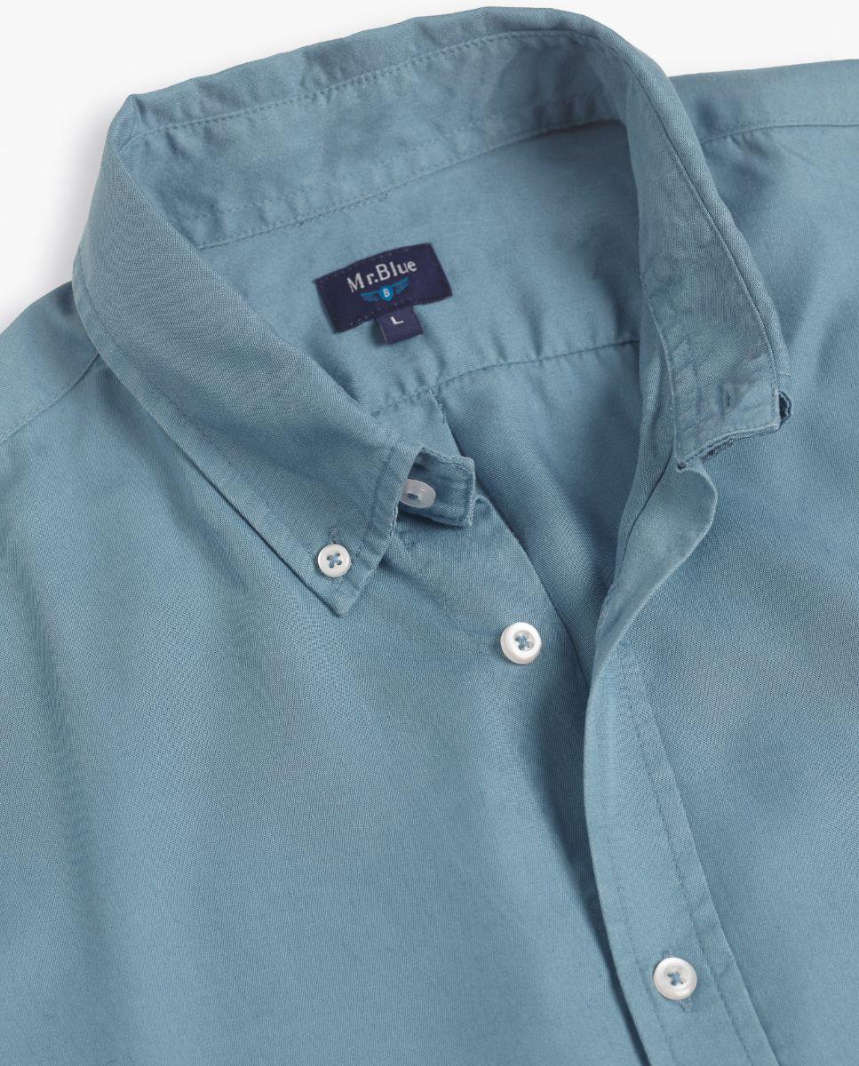 Camisa Lisa de Corte Regular Azul-2