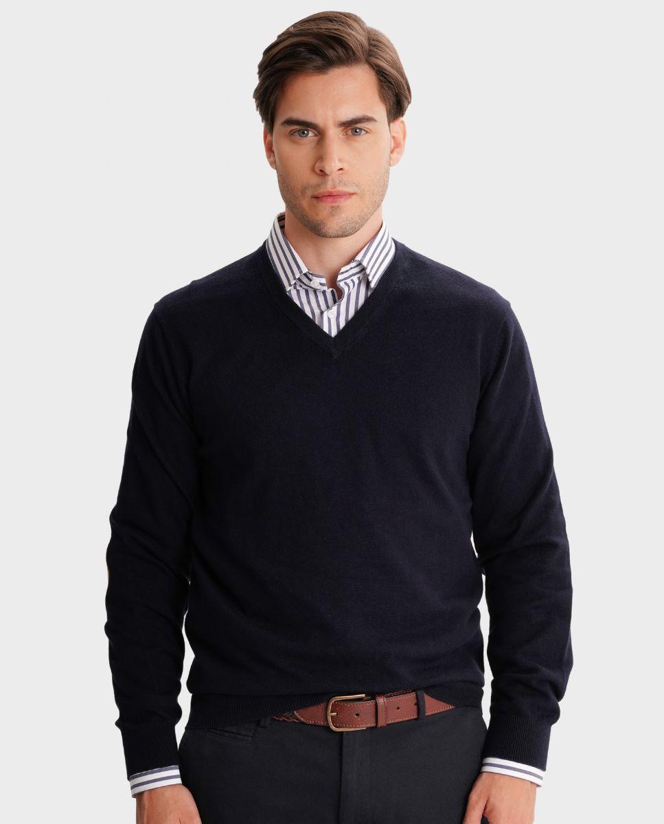 Imagem 0 de Camisola de Malha com Gola em V