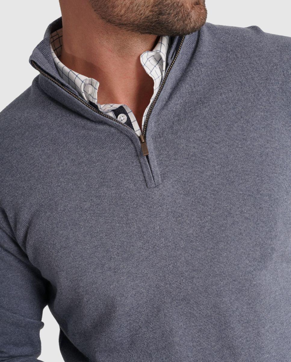 Imagem 0 de Camisola em Malha de Manga Comprida com Fecho Zip na Gola