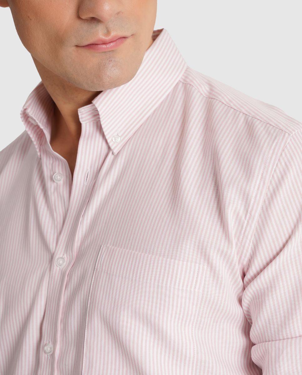 Camisa Às Riscas com Corte Regular Verde-3