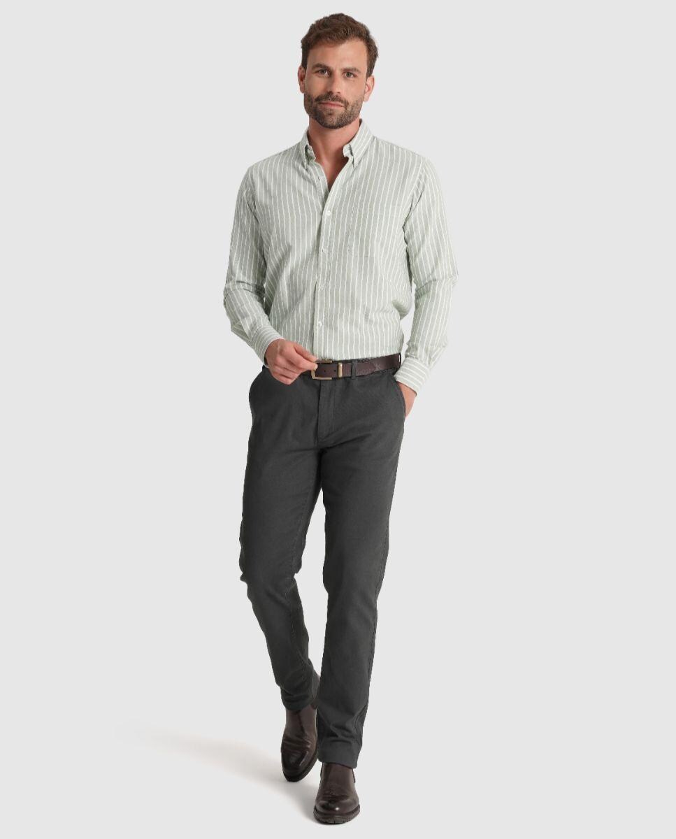 Calças Chino de Corte Slim em Cinzento Cinzento-2