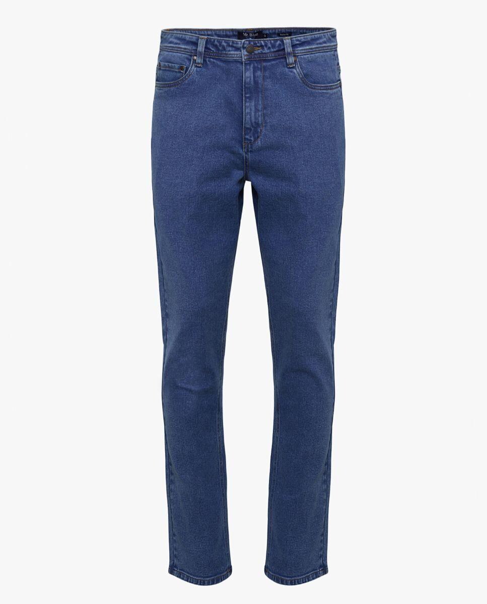 Calças Jeans de Corte Regular Fit em Azul Azul-1