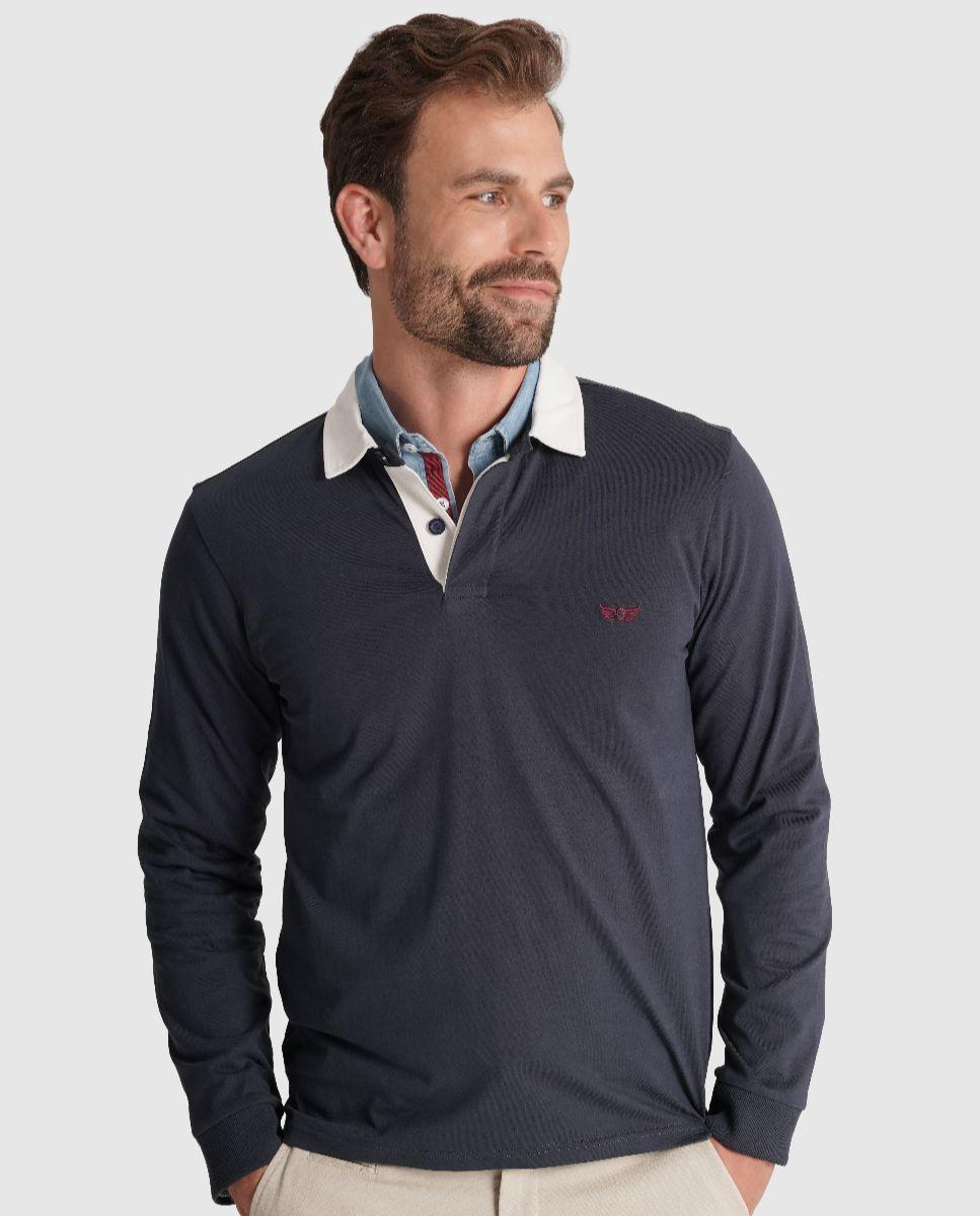 Imagem 0 de Polo de Manga Comprida com Logo Bordado