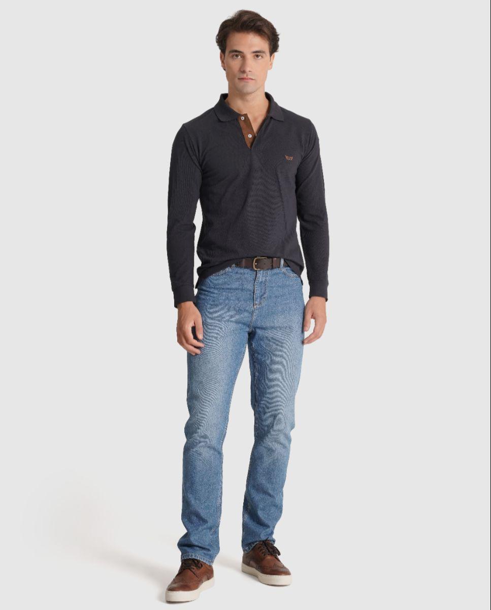 Imagem 0 de Polo de Manga Comprida com Logo Bordado