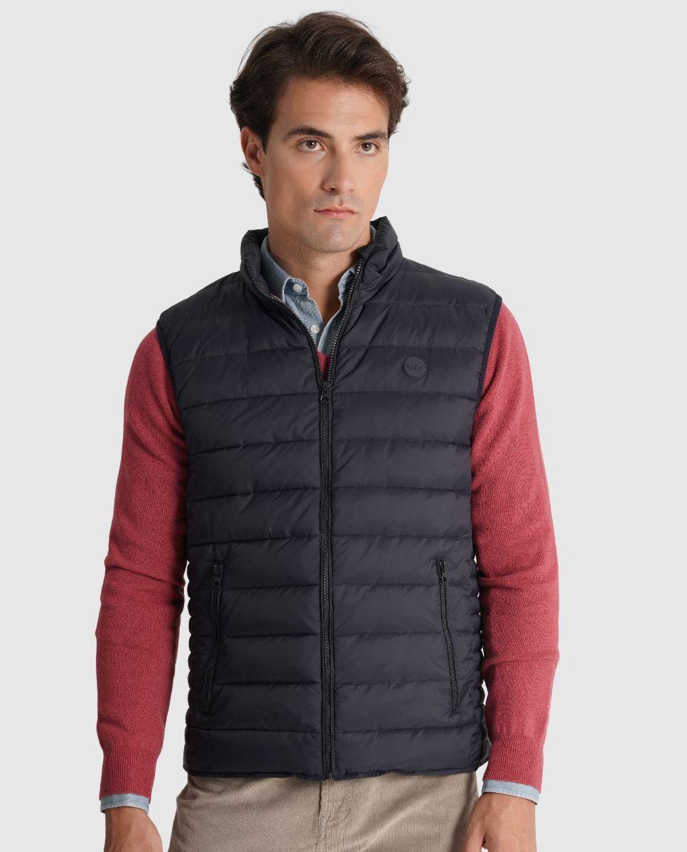 Colete Acolchoado com Fecho Zip Azul-marinho-1