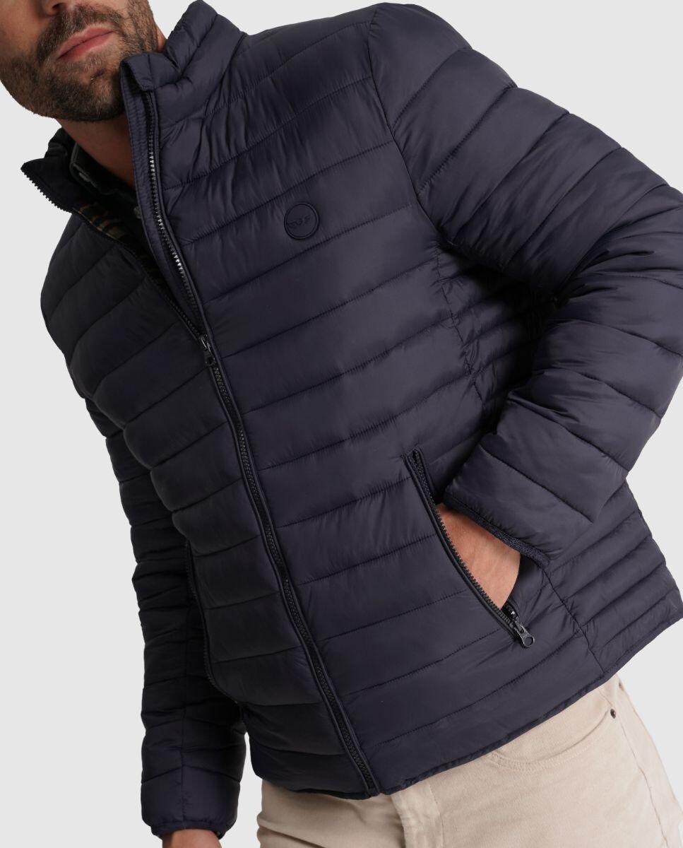 Casaco Acolchoado com Fecho Zip Azul-marinho-4