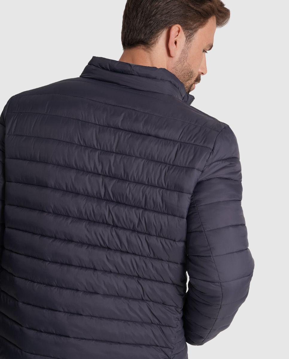 Casaco Acolchoado com Fecho Zip Azul-marinho-3