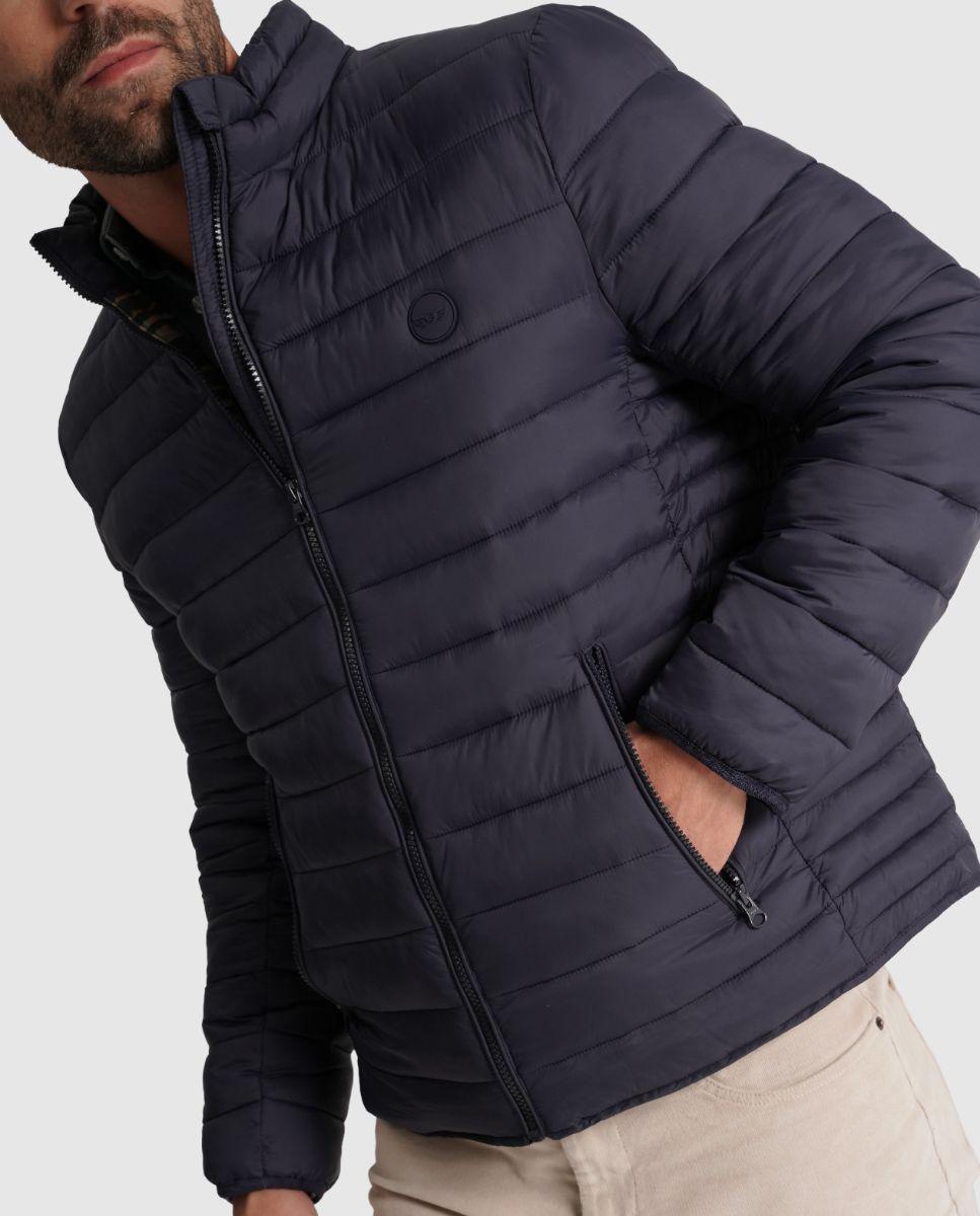 Casaco Acolchoado com Fecho Zip Azul-marinho-4