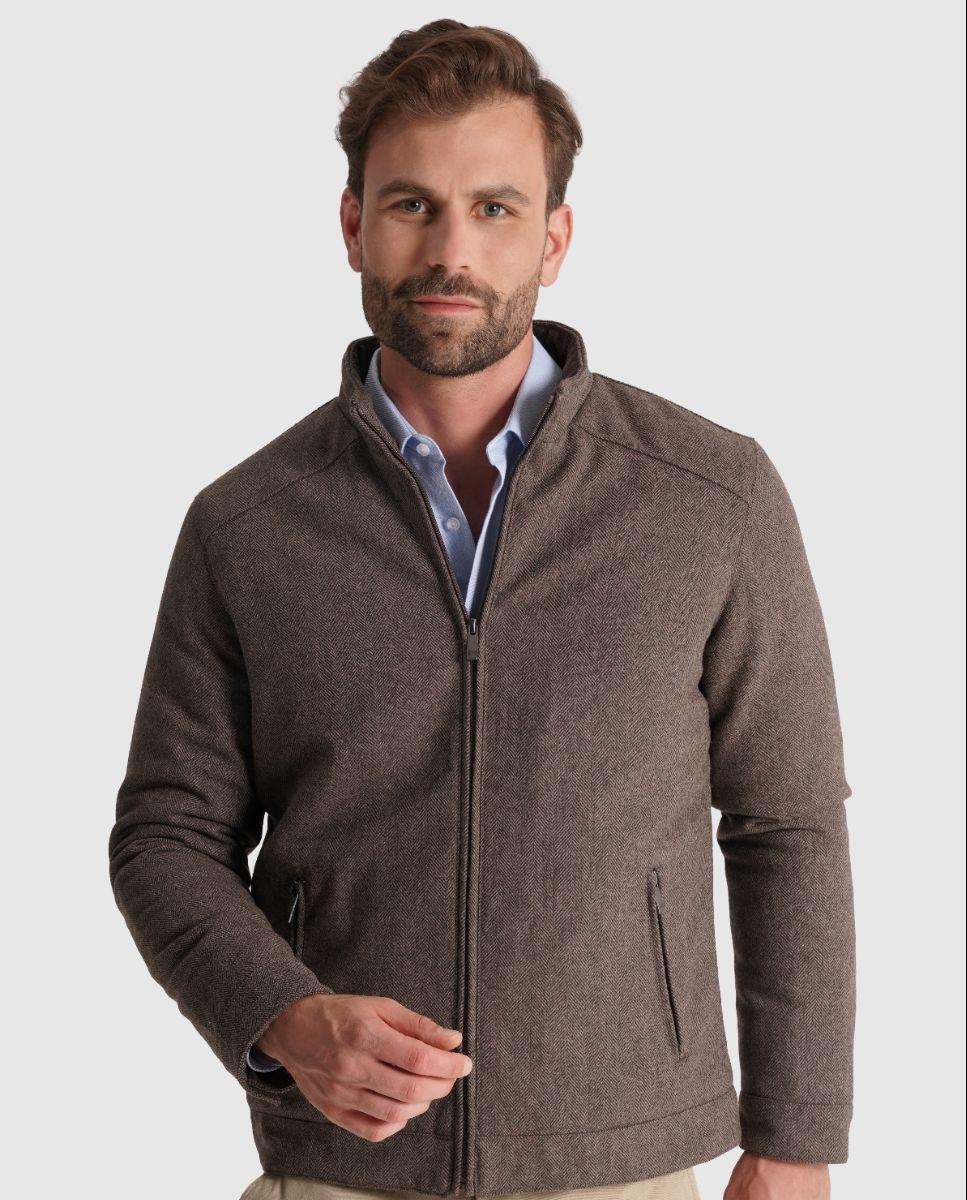 Casaco com Fecho Zip e Bolsos Laterais Castanho-4