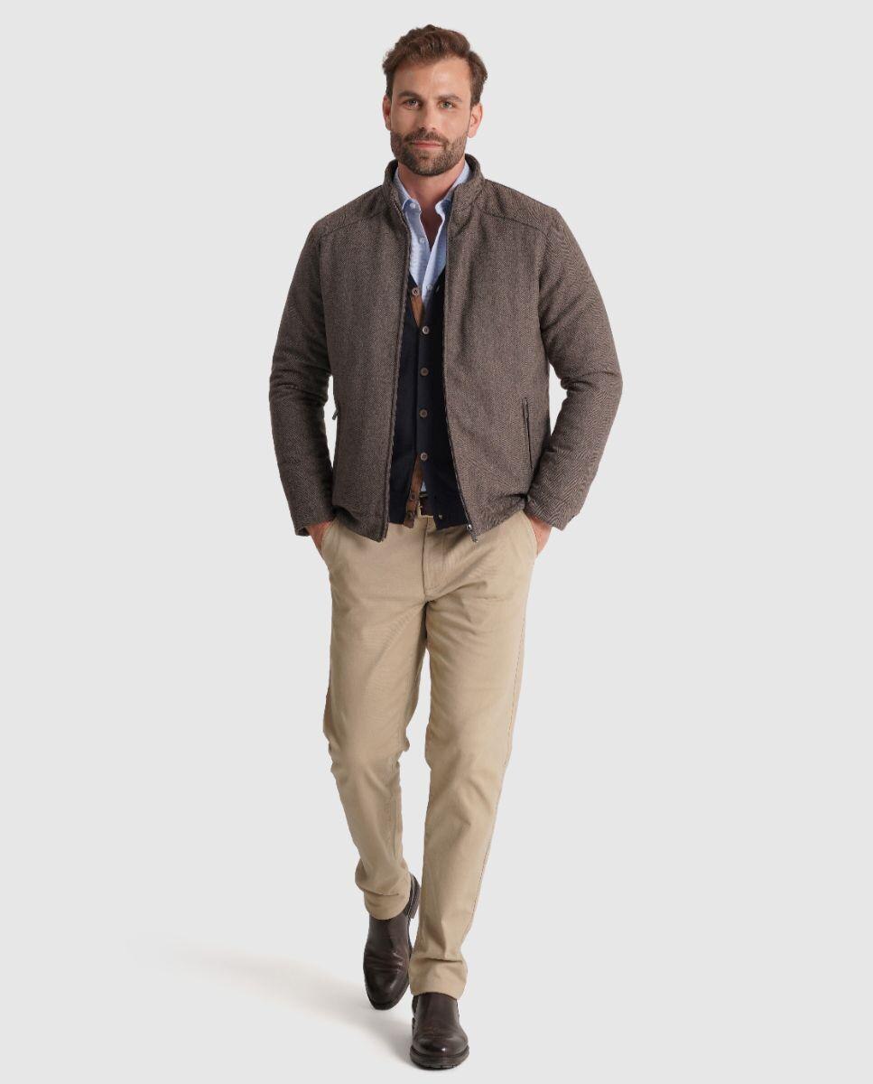 Casaco com Fecho Zip e Bolsos Laterais Castanho-2