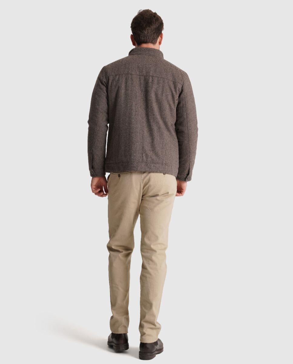 Casaco com Fecho Zip e Bolsos Laterais Castanho-3