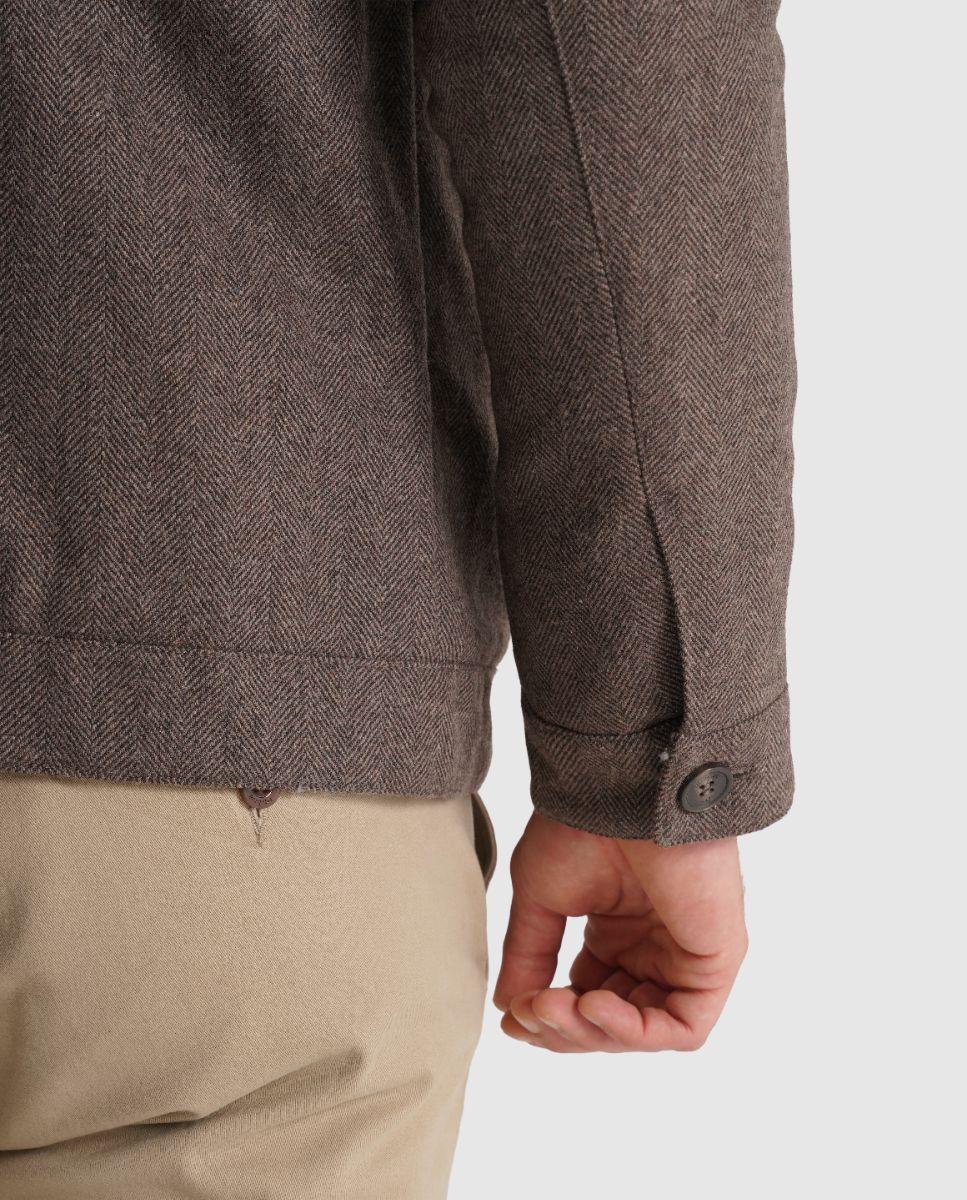 Casaco com Fecho Zip e Bolsos Laterais Castanho-5