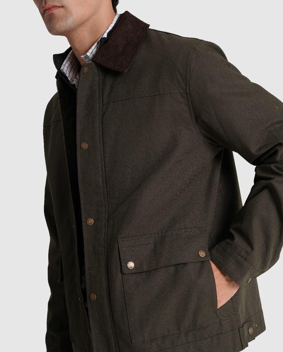 Casaco com Fecho Zip e Bolsos Laterais Castanho-1