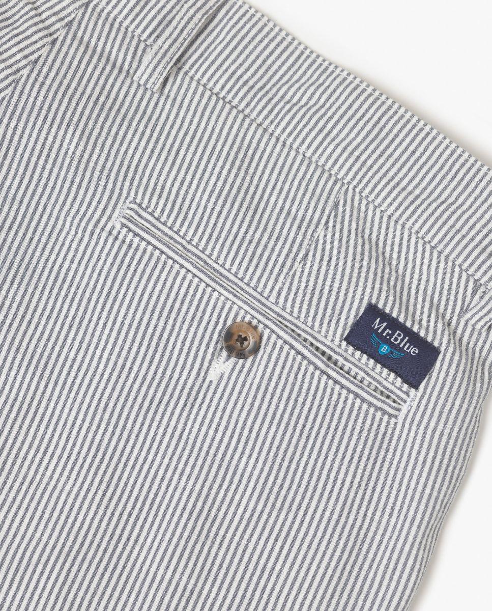 Calções Estilo Calças Chino Às Riscas Azul-marinho-2