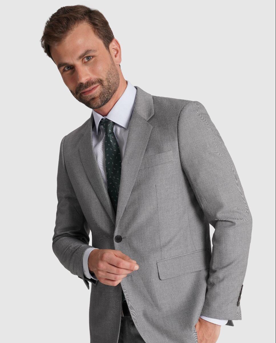 Fato de Corte Regular Fit Liso em Cinzento Cinzento-2