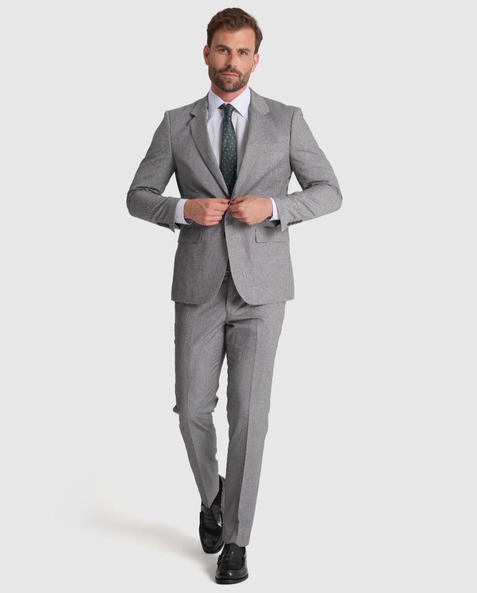 Fato de Corte Regular Fit Liso em Cinzento Cinzento-3