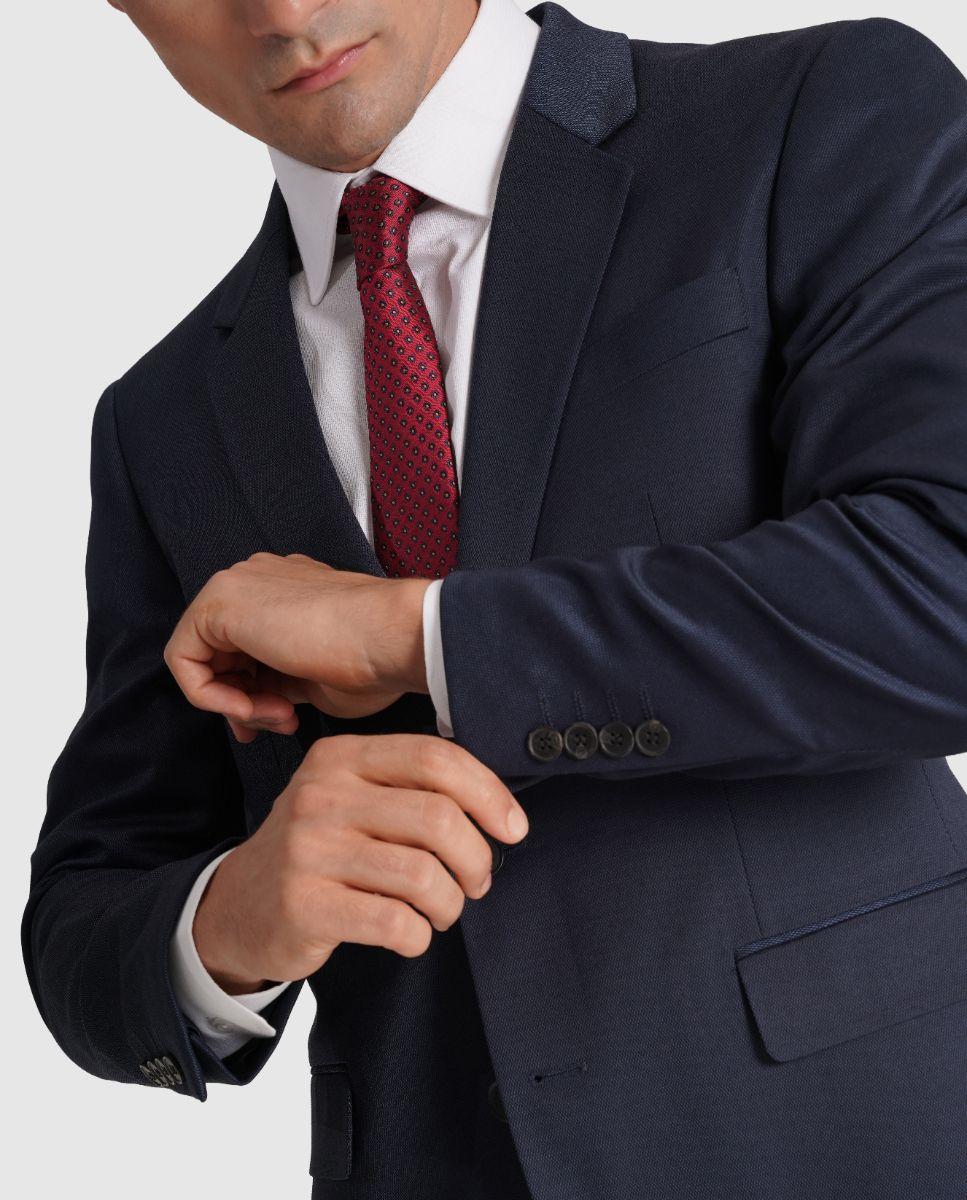 Imagem 0 de Fato de Corte Regular Fit Liso em Azul-marinho