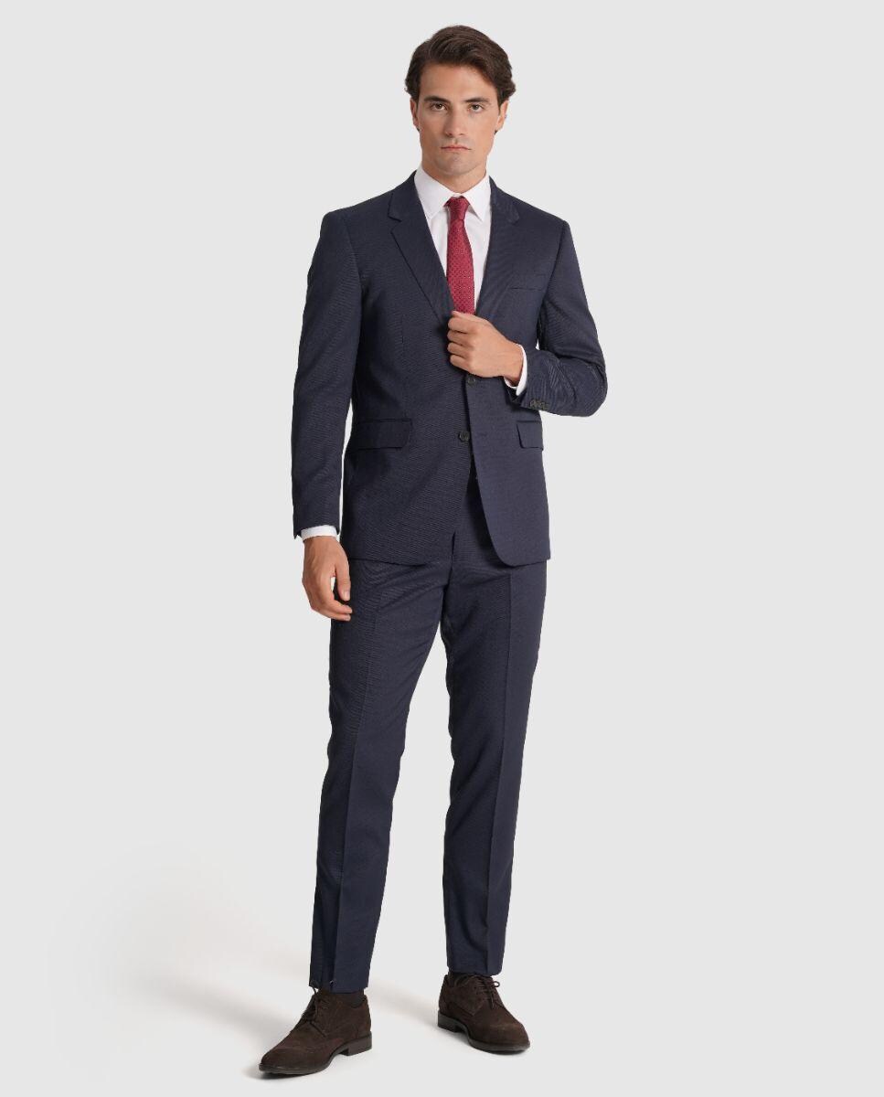 Fato de Corte Regular Fit Liso em Azul-marinho Azul-marinho-2