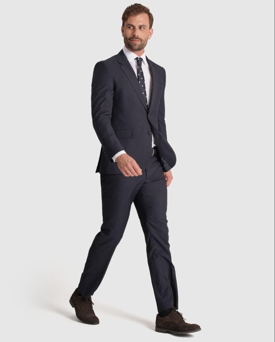 Imagem 0 de Fato de Corte Regular Fit Liso em Azul-marinho