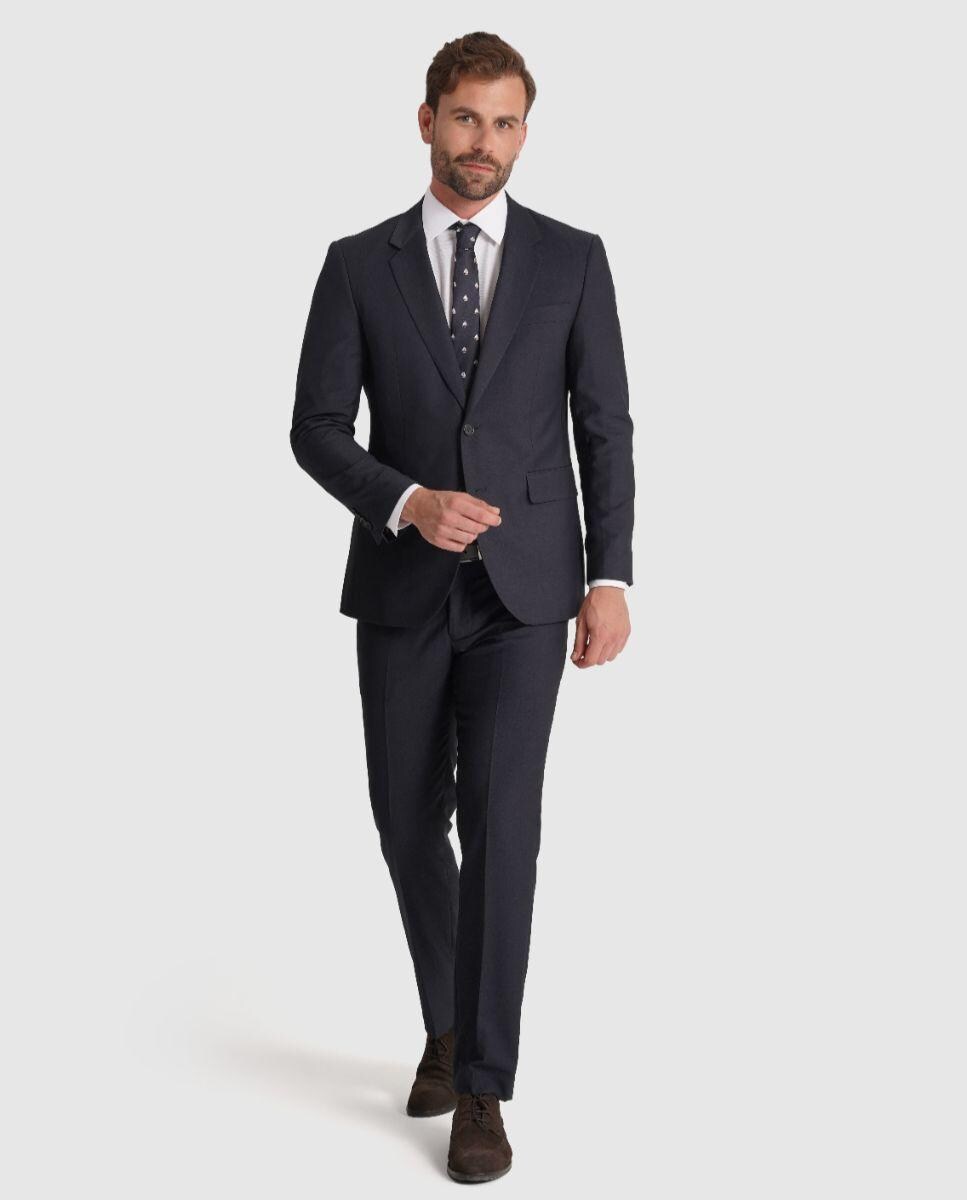 Fato de Corte Regular Fit Liso em Azul-marinho Azul-marinho-2