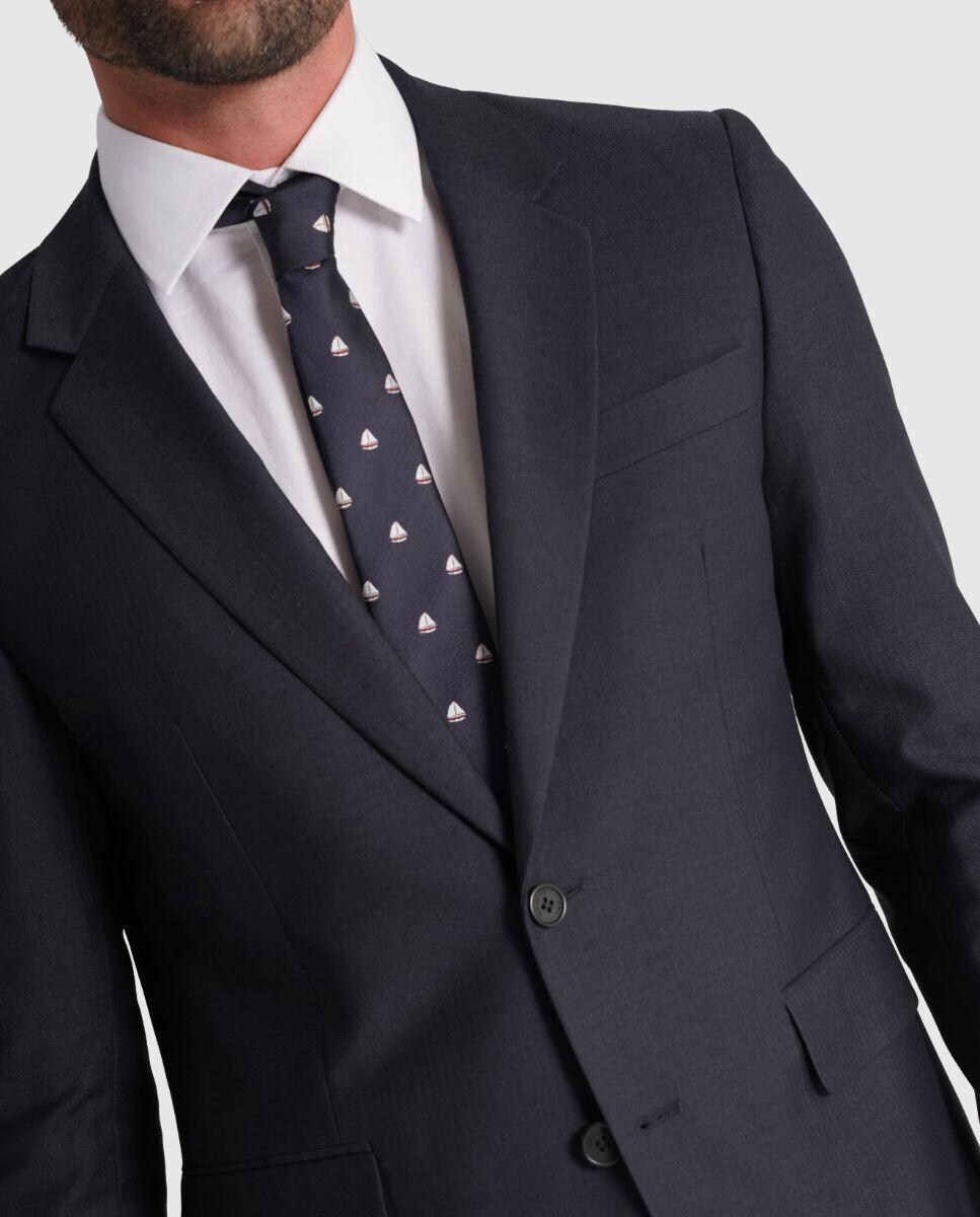 Fato de Corte Regular Fit Liso em Azul-marinho Azul-marinho-4