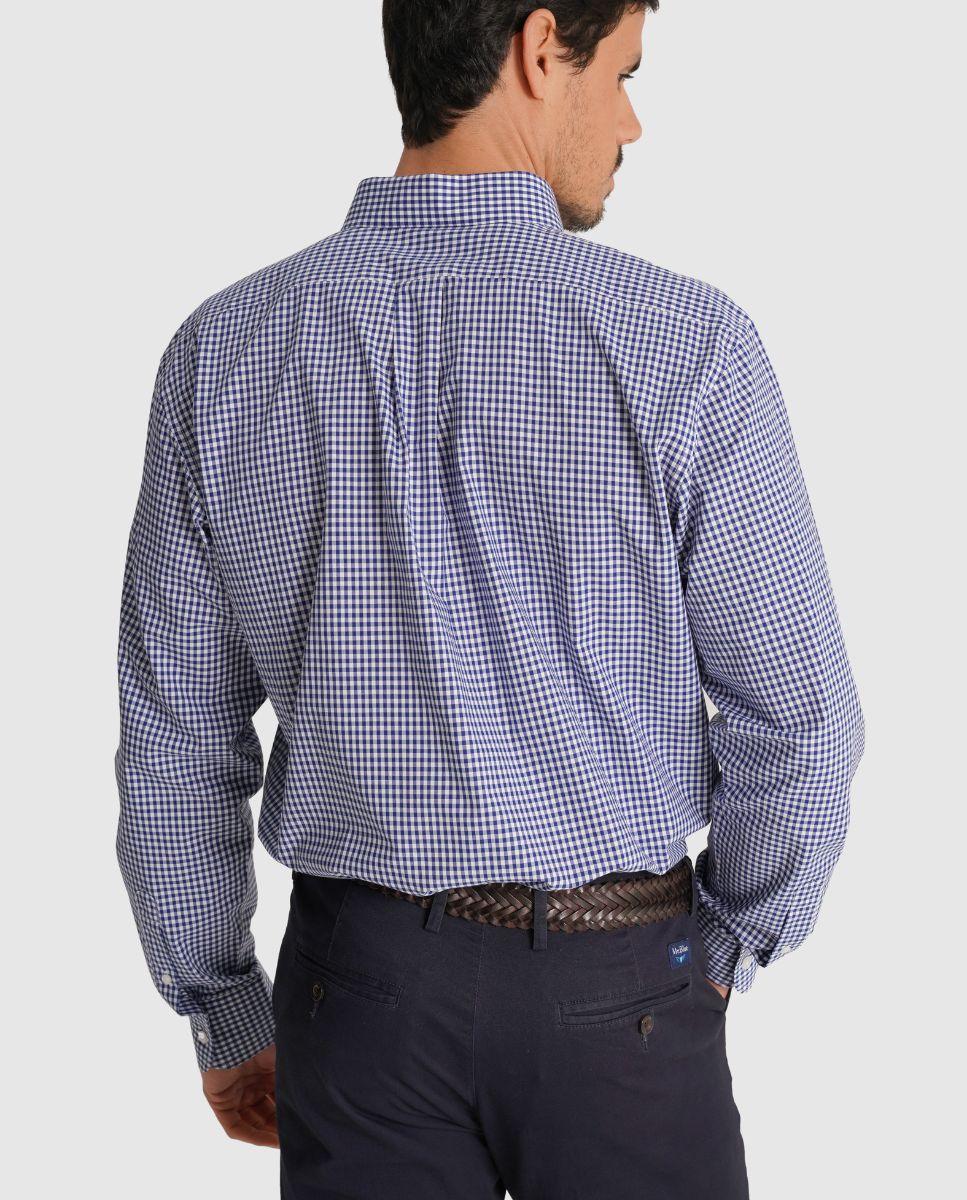 Camisa Aos Quadrados com Corte Regular Azul-2