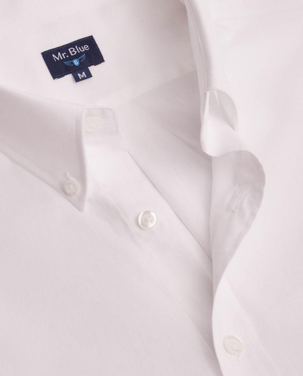 Camisa de Algodão de Manga Comprida Branco-2