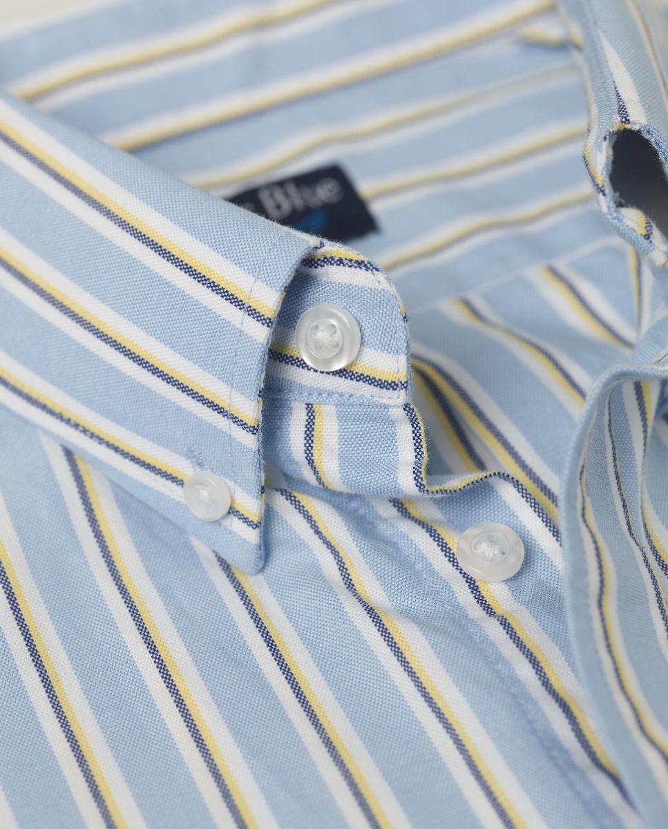 Camisa Às Riscas e Corte Regular Azul-2