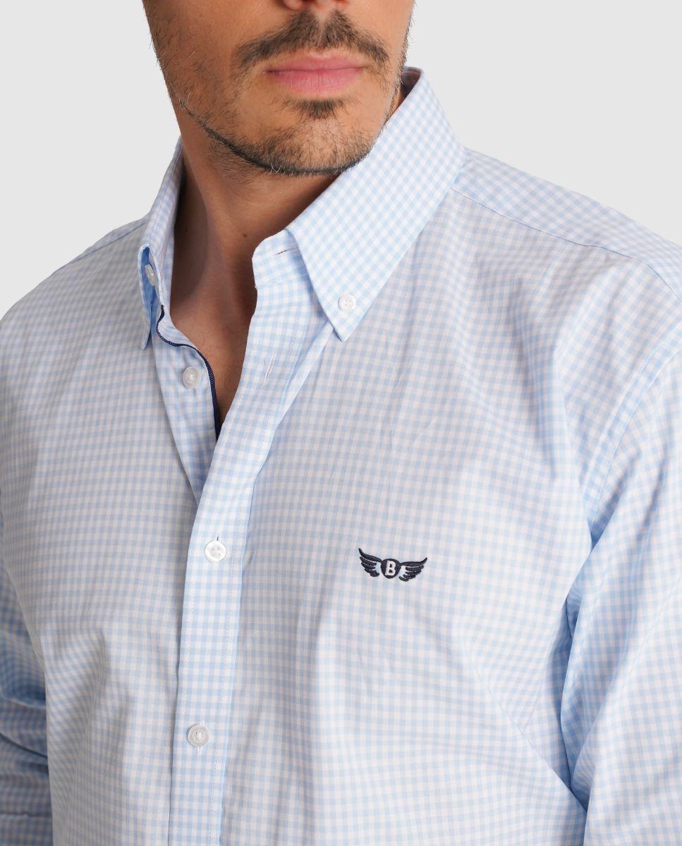 Camisa de Manga Comprida e Detalhe de Marca Bordado Azul-2