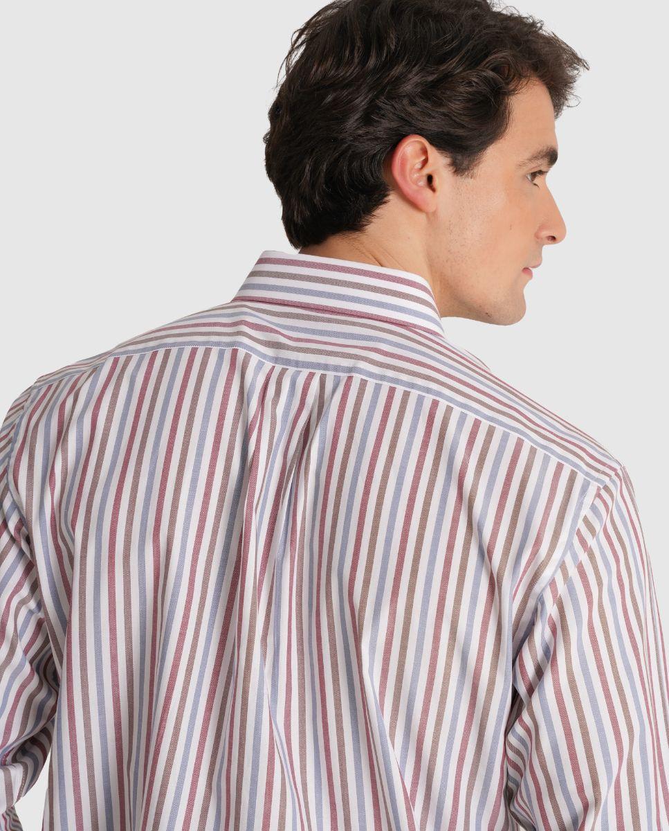 Camisa Às Riscas com Corte Regular Azul-2