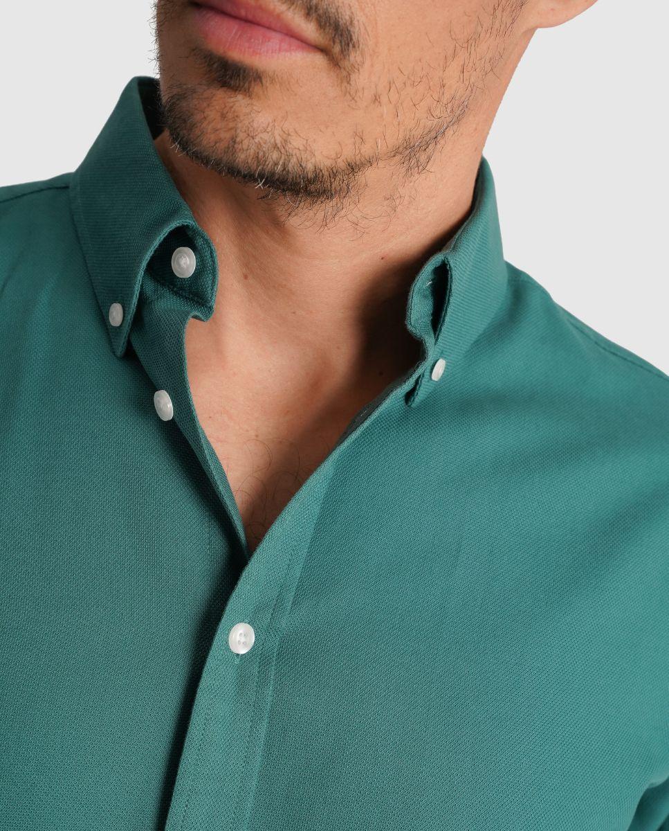 Camisa de Manga Comprida e Detalhe de Marca Bordado Verde-2