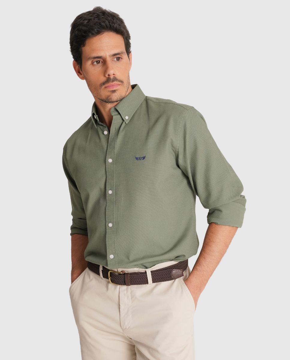 Camisa de Manga Comprida e Detalhe de Marca Bordado Verde-1