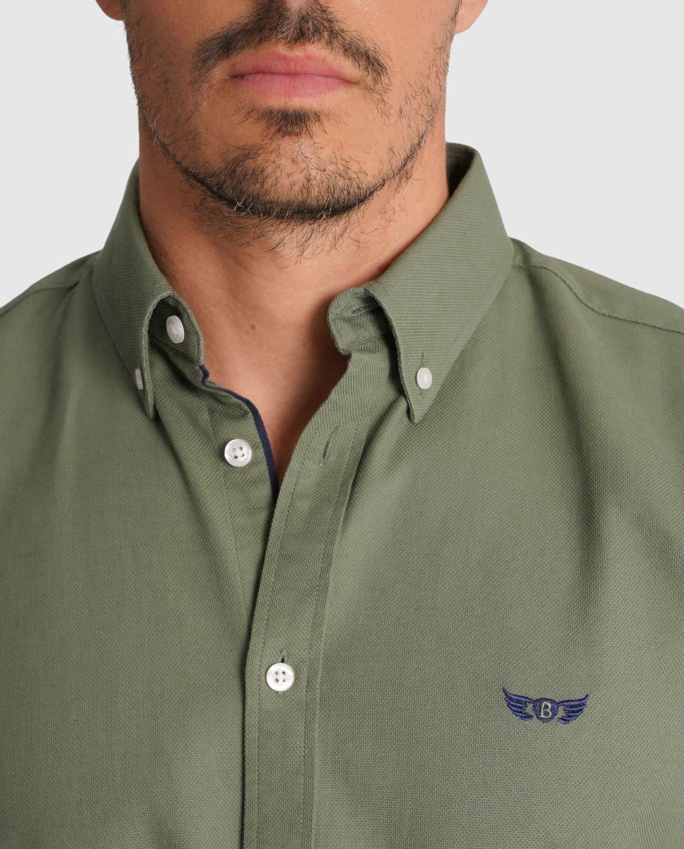 Camisa de Manga Comprida e Detalhe de Marca Bordado Verde-3