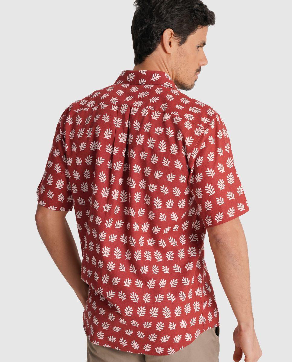 Camisa de Linho com Corte Regular Rosa-2
