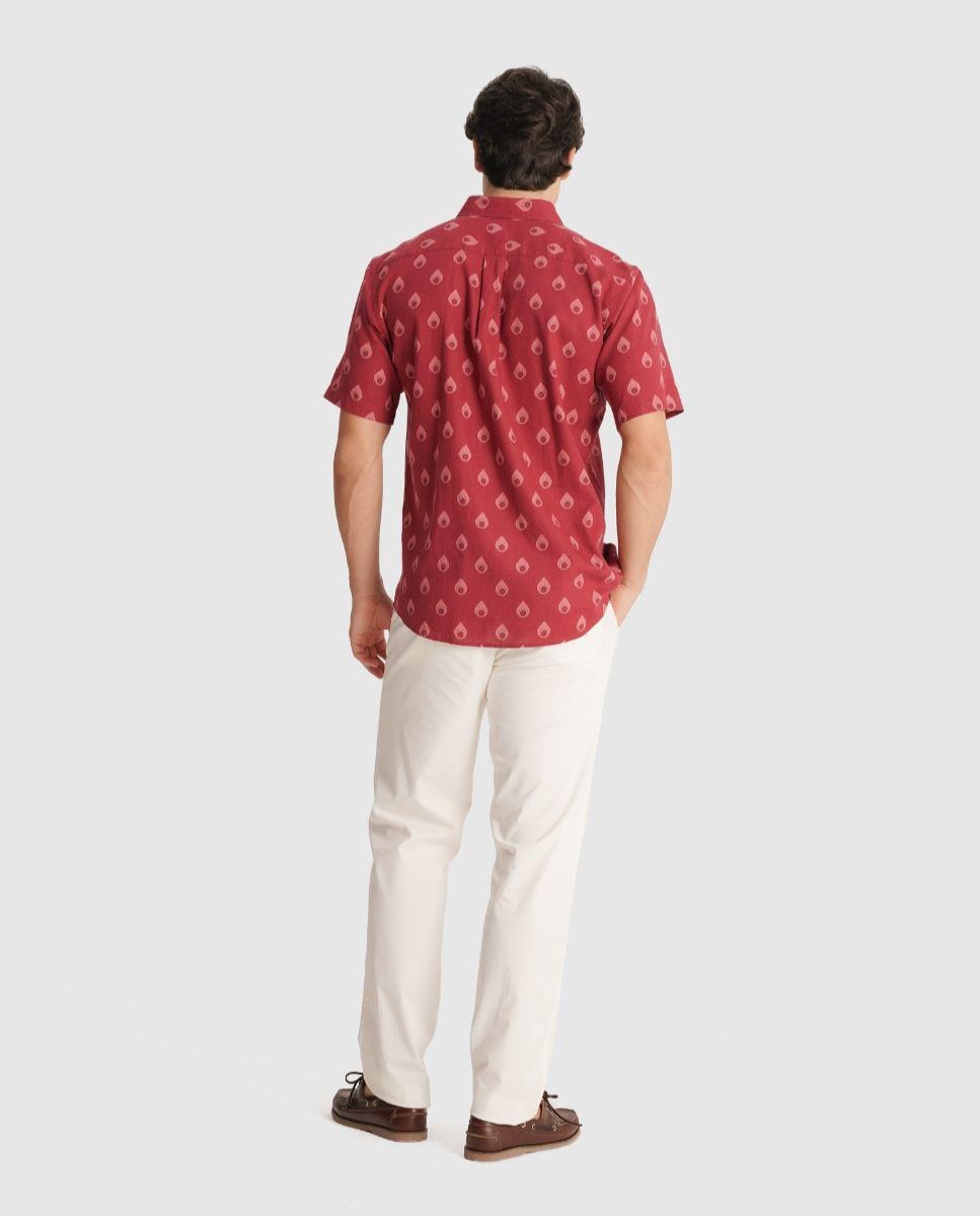 Camisa de Linho com Corte Regular Cinzento-2