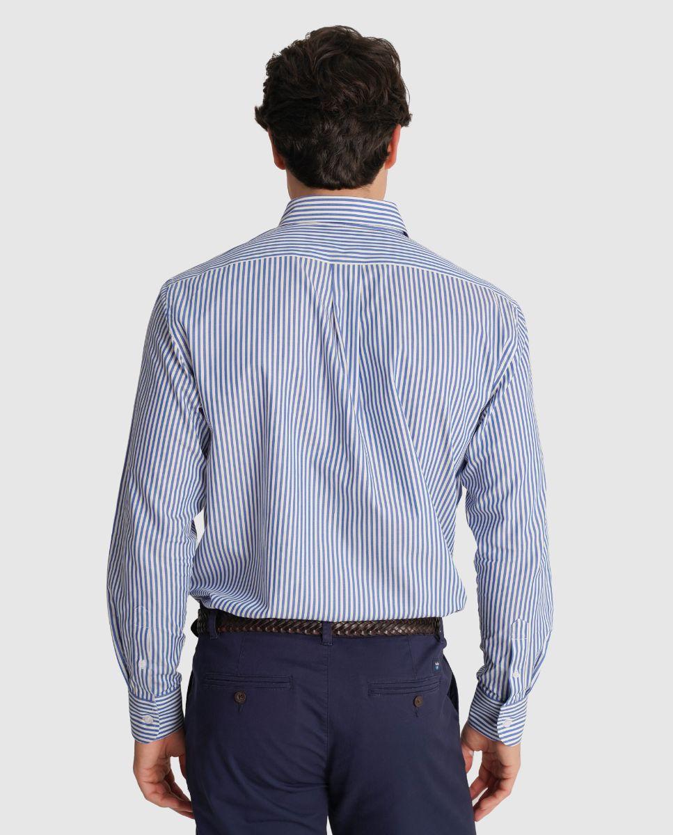 Camisa Às Riscas com Corte Regular Azul-2