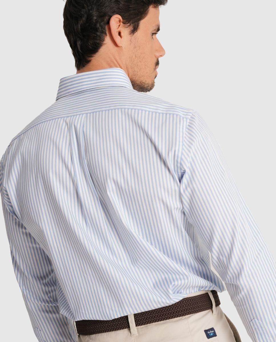 Camisa Às Riscas com Corte Regular Azul-2