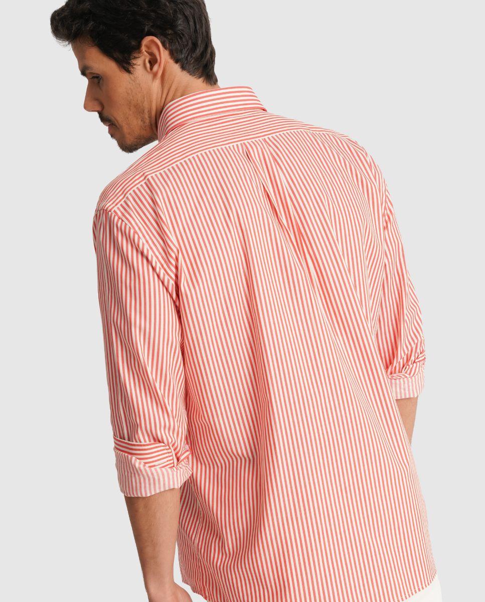 Camisa Às Riscas com Corte Regular Vermelho-2