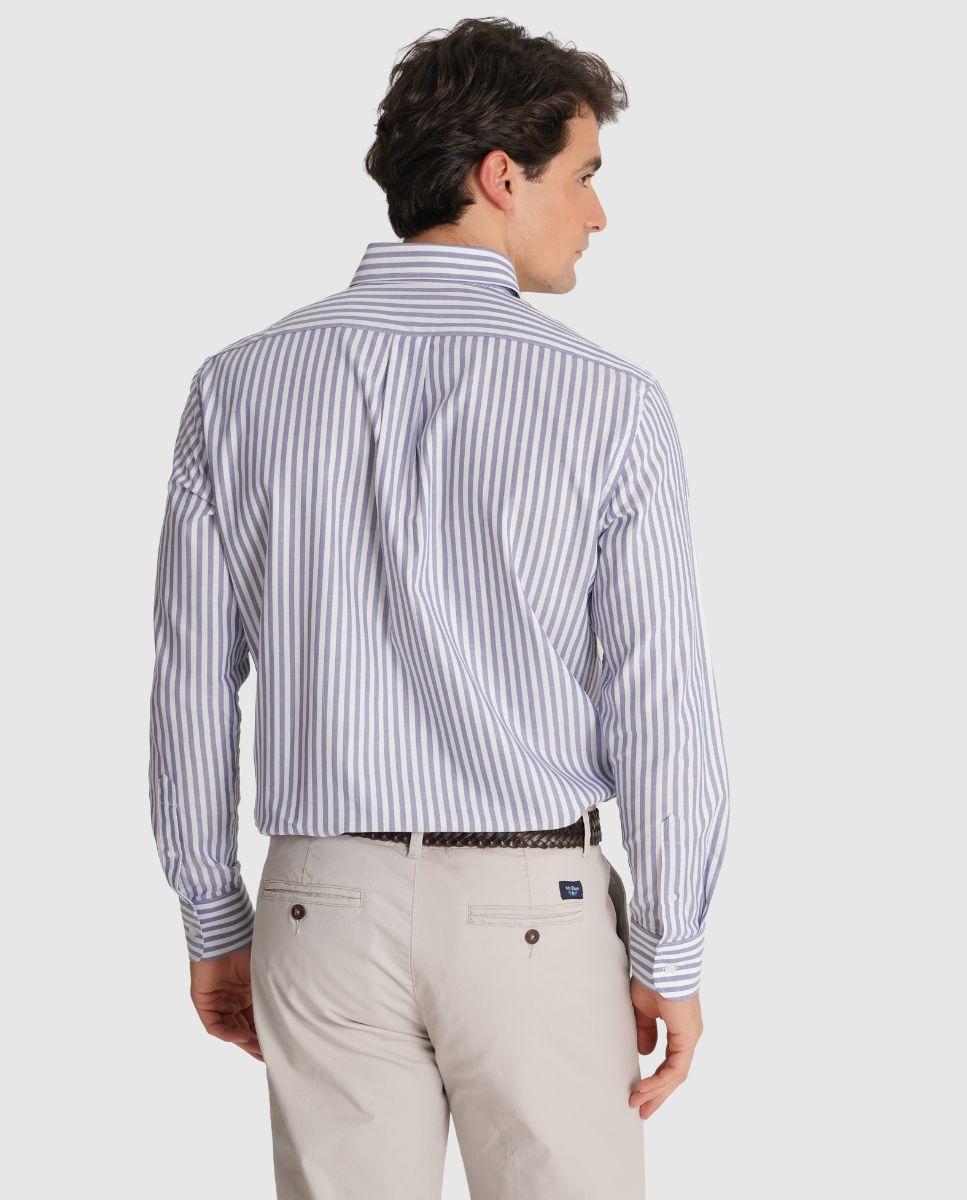 Camisa Às Riscas com Corte Regular Azul-2