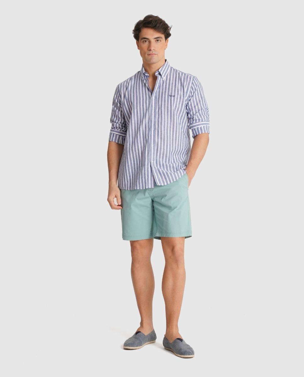 Imagem 0 de Camisa de Linho Às Riscas com Corte Regular