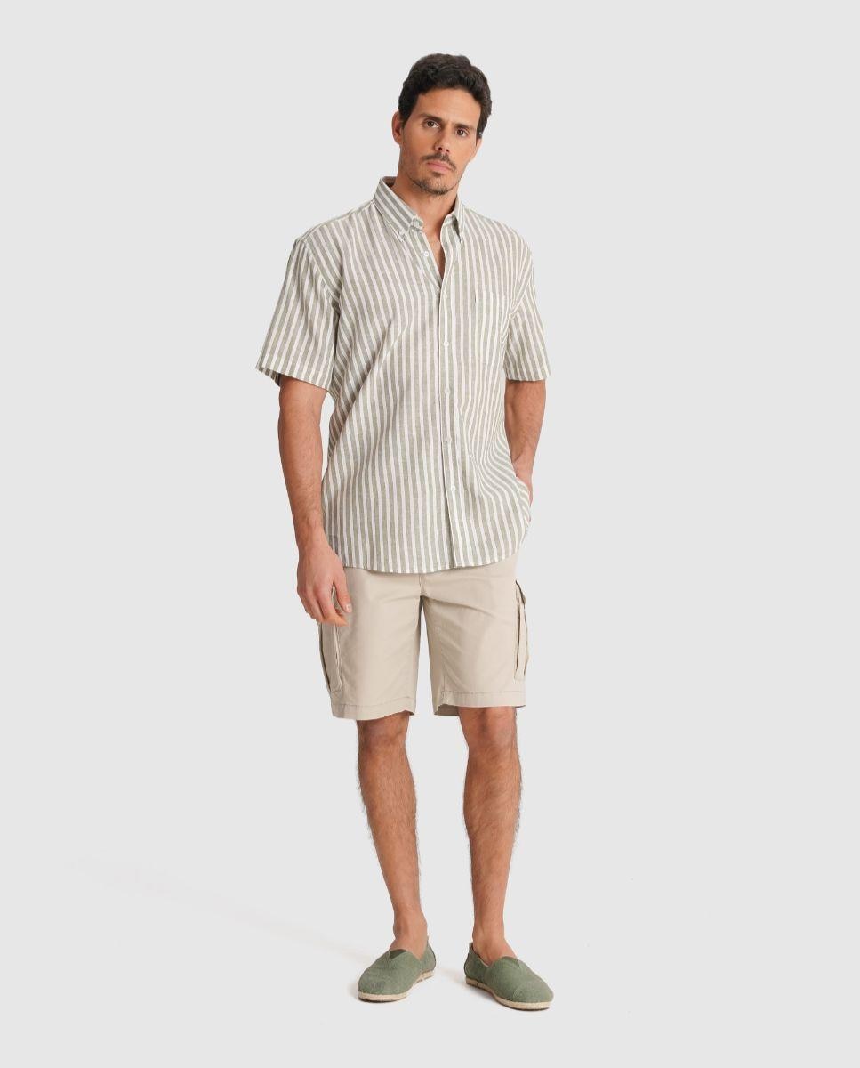 Imagem 0 de Camisa de Linho Às Riscas com Corte Regular