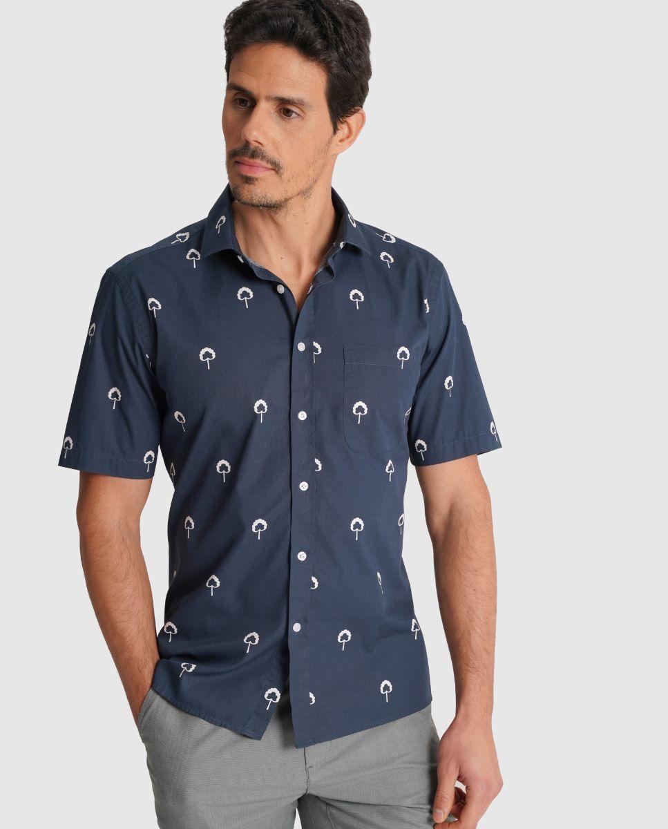 Imagem 0 de Camisa de Linho com Corte Regular Estampado