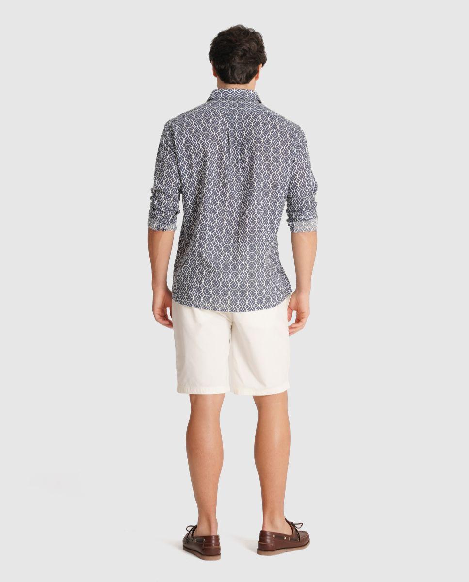 Camisa de Linho com Corte Regular Cinzento-2