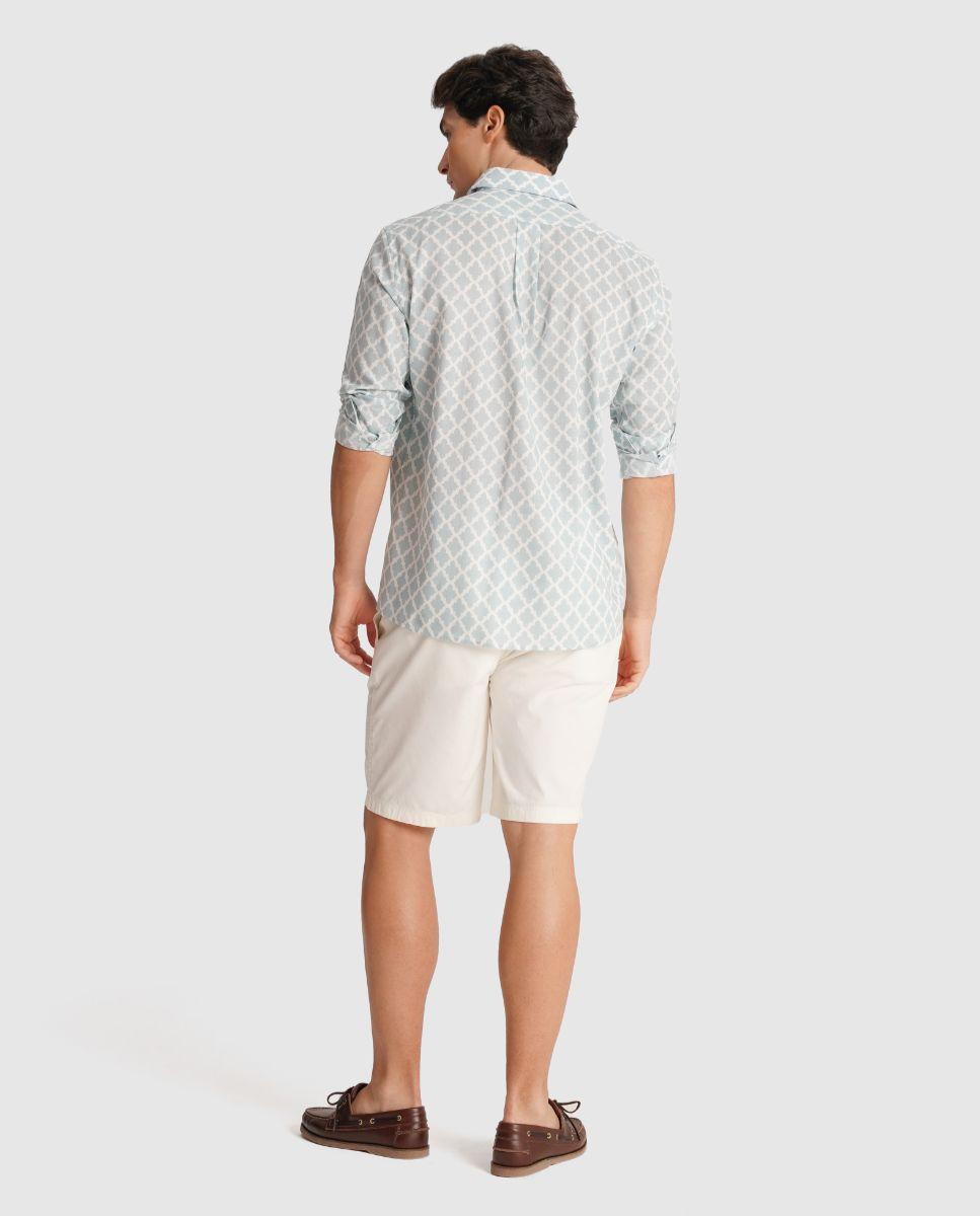 Camisa de Linho com Corte Regular Cinzento-2