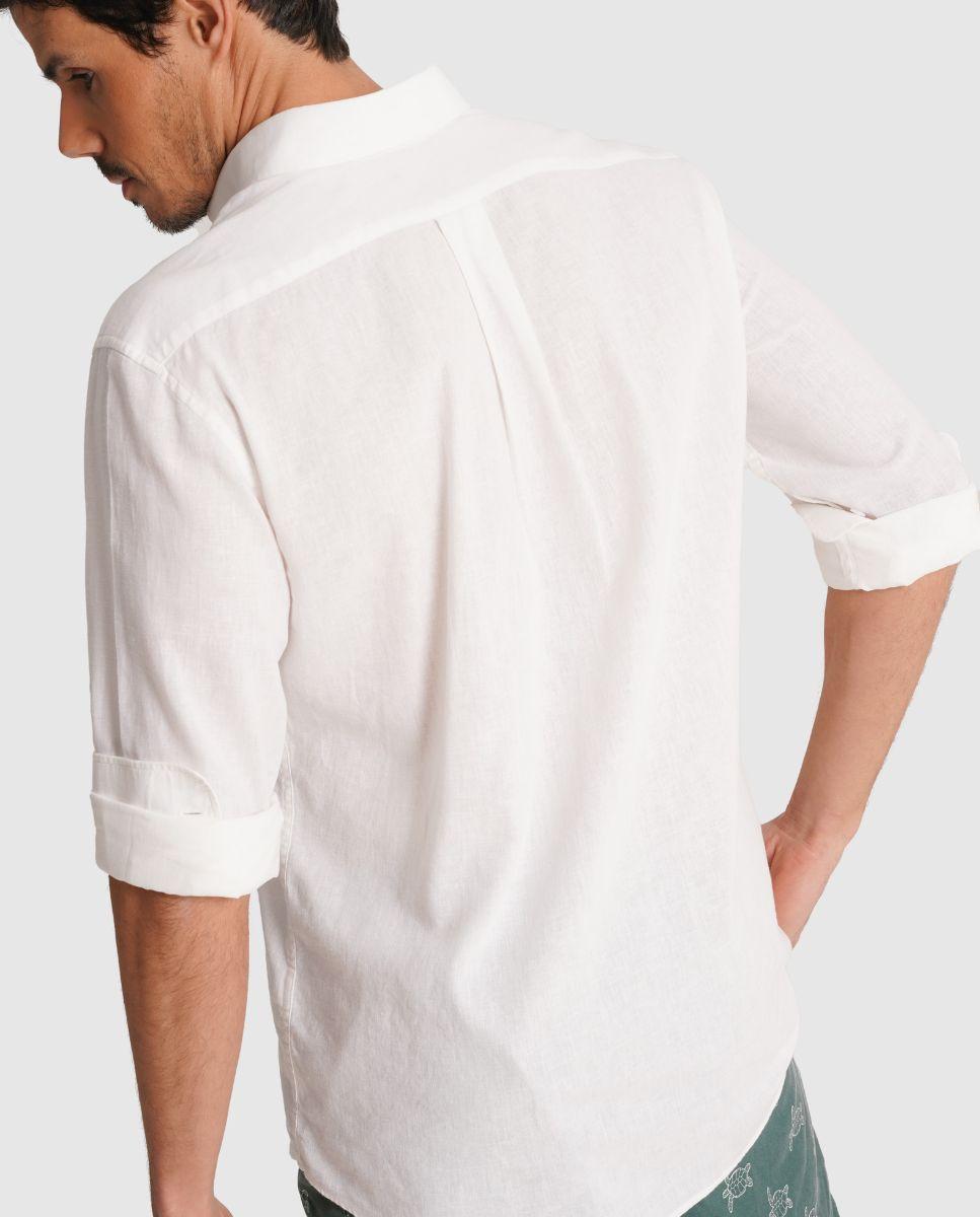 Camisa Lisa com Linho Branco-2