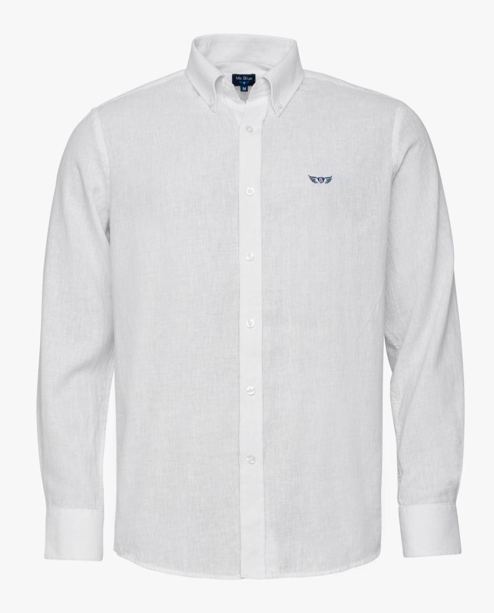 Camisa Lisa com Linho Branco-4